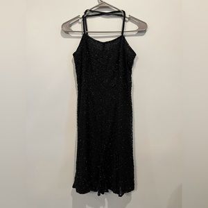Vintage Night Vogue Sequined Black Dress HEAVY - Size 4